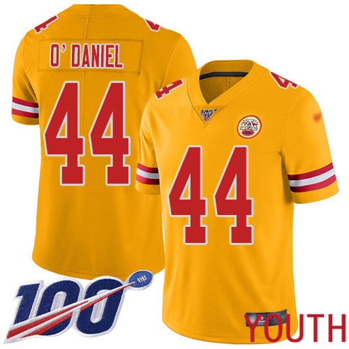 Youth Kansas City Chiefs #44 ODaniel Dorian Limited Gold Inverted Legend 100th Season Nike NFL Jersey